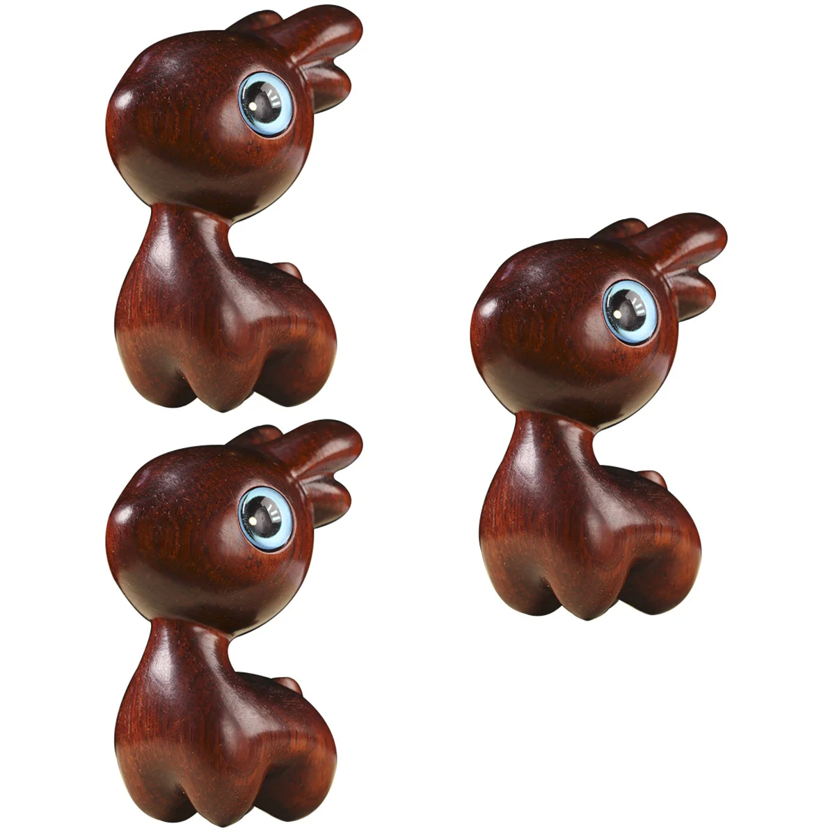 

3pcs Exquisite Household Wooden Elk Ornament Photography Prop Wooden Crafts