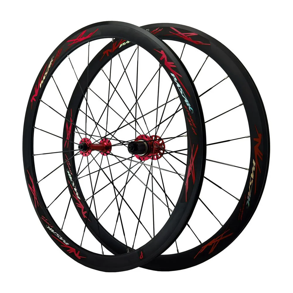 

Pasak 700C Road Bicycle Wheelset Flat Spoke Bearing Front 2 Rear 4 40MM Depth Aluminum Ring HG 7-8-9-10-11-12 Speed C/V Brake
