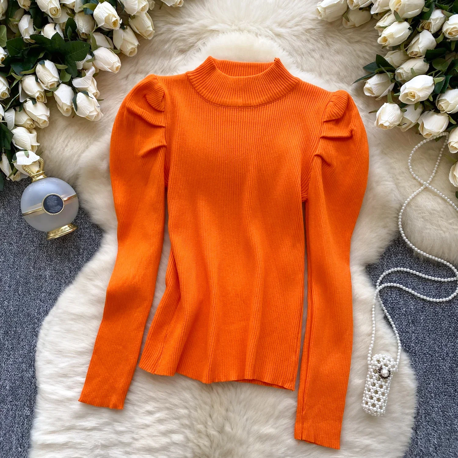 Новинка 2023 года осенне-зимние женские простые свитера с высоким воротником и