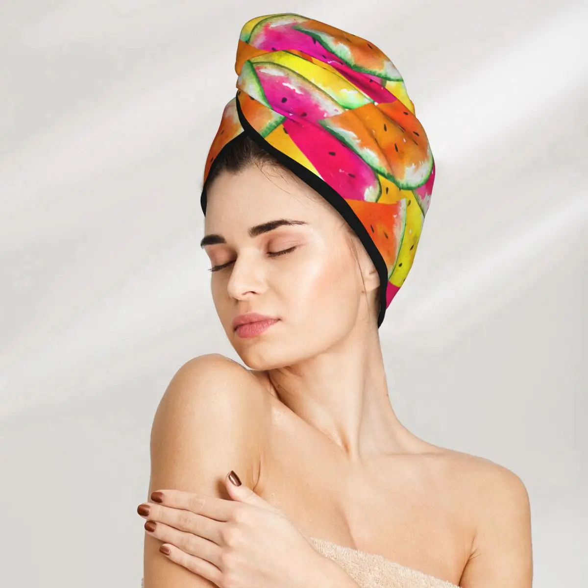 Ful Watermelon Slices Absorbent Hair Towel Wrap Fast Drying Hair Wrap For Women Girls
