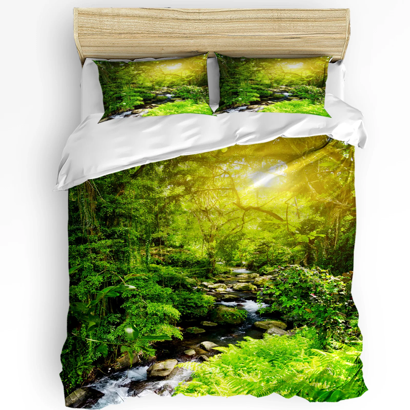 

Forest Creek Flowing Water Nature Scenery 3pcs Bedding Set For Double Bed Home Textile Duvet Cover Quilt Cover Pillowcase