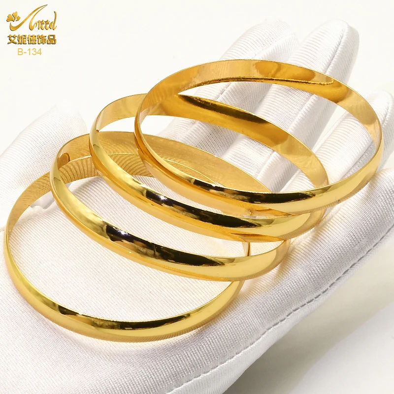 

ANIID 4Pcs/lot Dubai Bangle For Women Gold Color Ethiopian Bracelets African Copper Jewelry Saudi Arabic Wedding Bride Gift