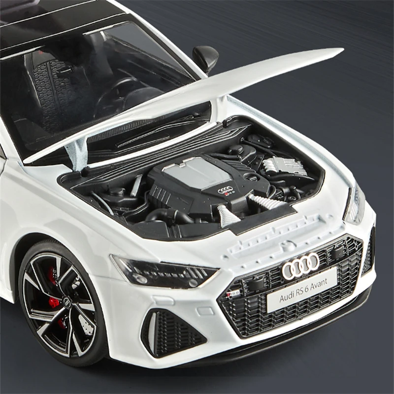 Фото Модель автомобиля Audi RS6 Avant универсал из сплава, модель спортивного автомобиля с литой металлической формой, имитация звука, искусственные детские игрушки, подарок, 1/18 №4