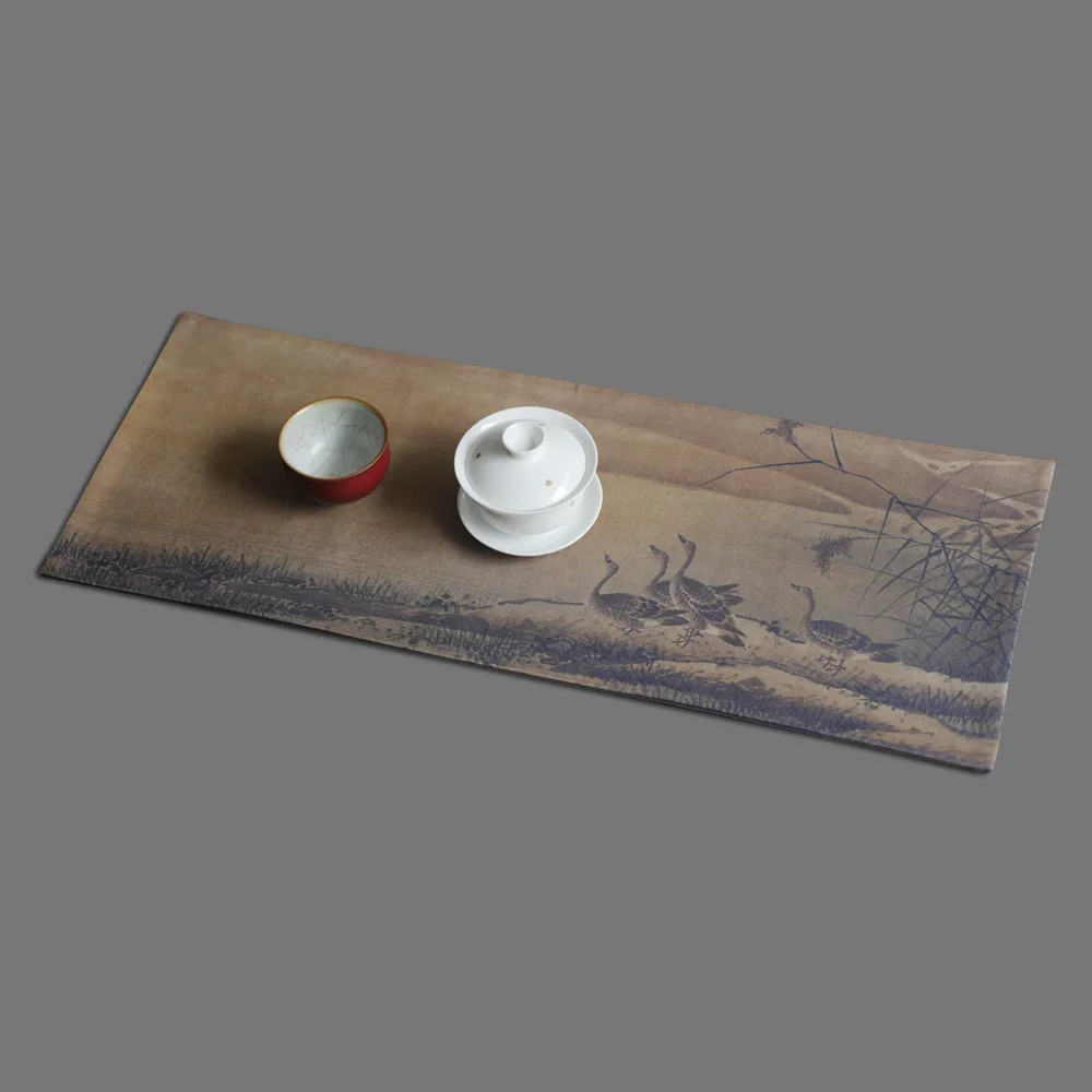 Mantel Individual chino de lino y algodón para té, tapete para mesa, para ceremonia del té, tapete pequeño de doble cara