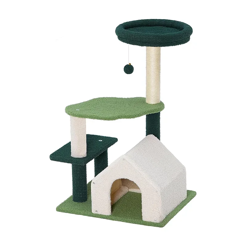 Тройная рама для лазанья кошек с кошачьим домиком забавное многоуровневое