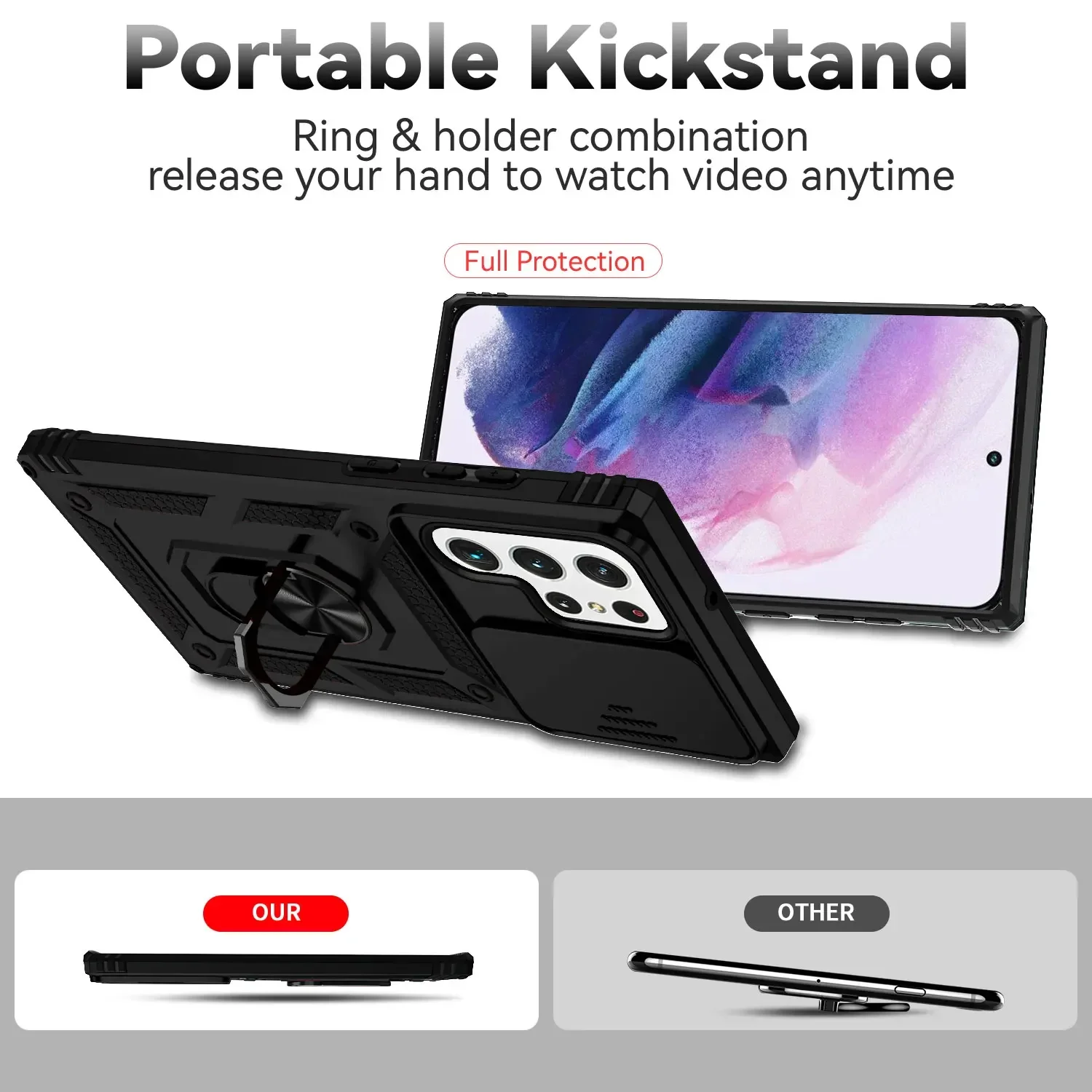 Защитный чехол-подставка для Samsung Galaxy S24 Ultra S23 Plus S22 S21 FE S20 5G S 24 22 21 23 Двухслойные