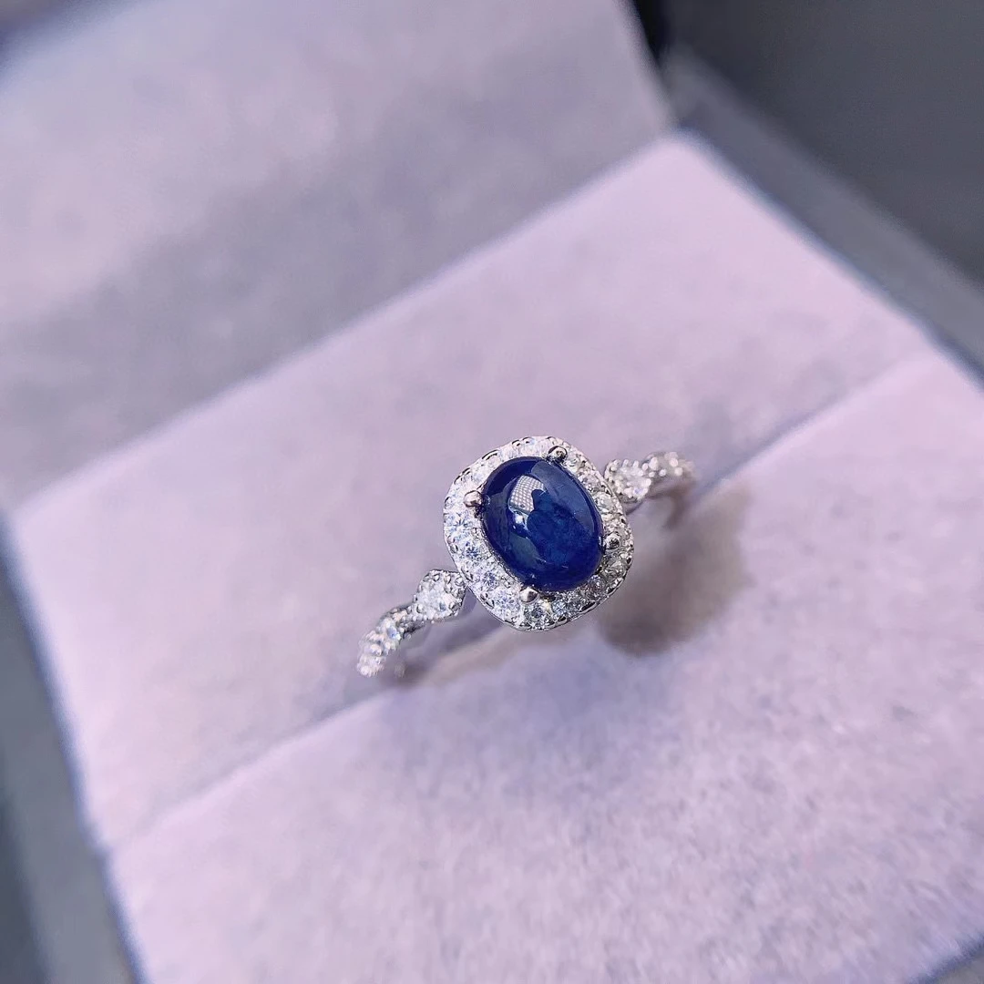 Кольцо с темно-зеленым сапфиром 5 мм * 6 925 карат