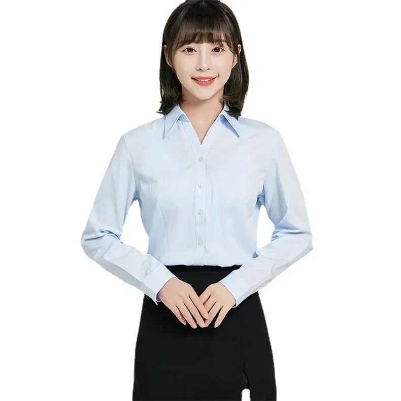 Women's Long Sleeve High Collar Shirt V-Neck Princess Sewn Easy To Manage Clothing From China Mainland
