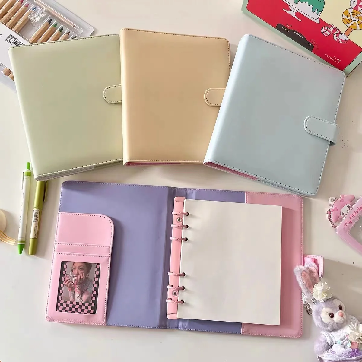 

Candy colors Binder Macaron PU Notebook Leather Collect Book Photocards Planner Organizer Journal Album Photo Diary