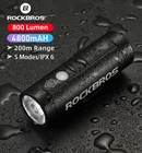 Велосипедный передний фсветильник светильник ROCKBROS, светодиодная лампа с защитой от дождя, 2022 мАч, зарядка через USB, для горных и шоссейных велосипедов, 4800