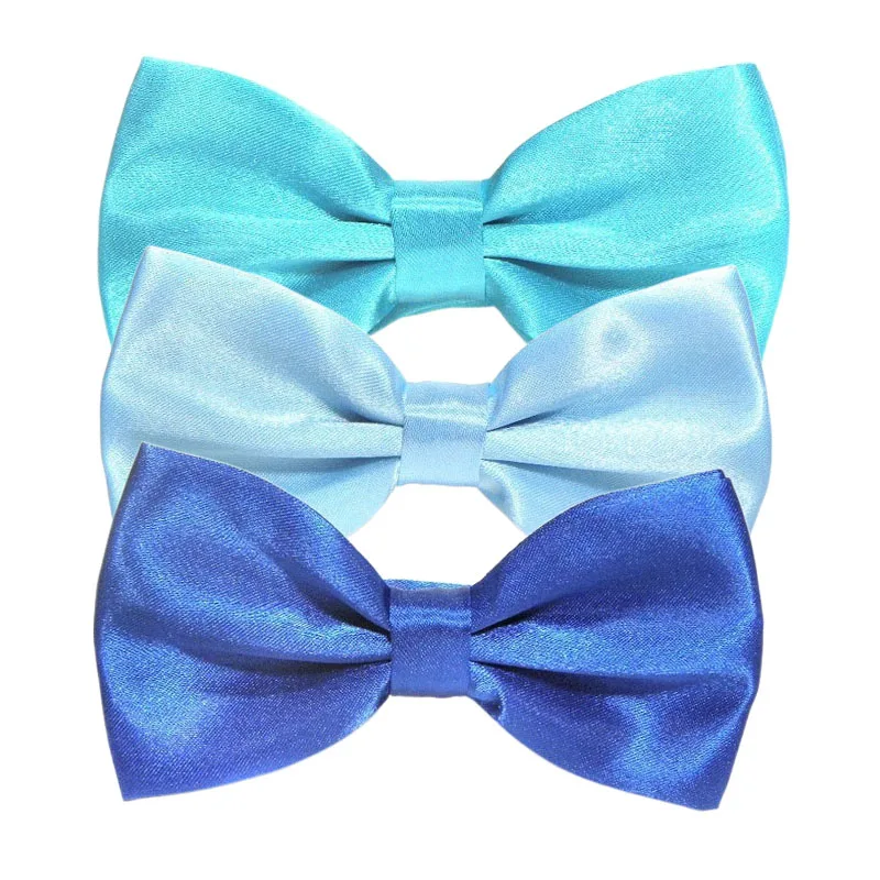 

8/3/1pcs Blue men Polyester Bow Tie Classic Solid Color Butterfly Wedding Party Necktie adult Suit Bow Tie