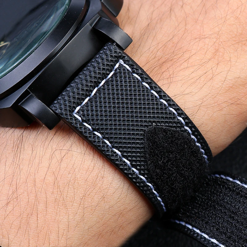 For Panerai Lumino PAM01118/PAM01661/PAM441 watchband Sticky carbon fiber check nylon Large dial men's Bracelet accessories