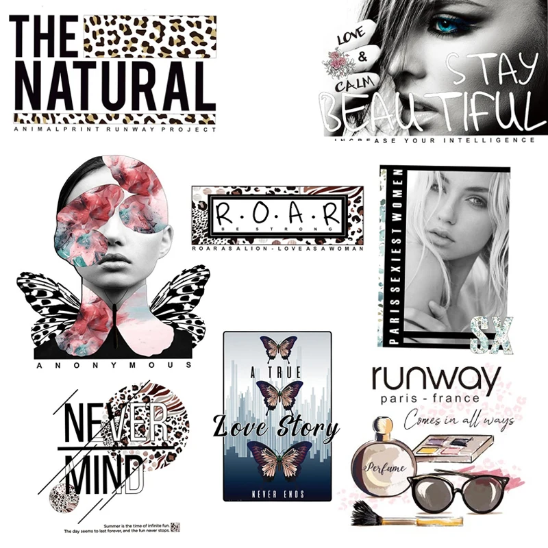 

Fashion Women Leopard Iron-On Transfer for Clothing Patches Beautiful Girl Jackets Hoodies Heat Transfer Stickers on Clothes