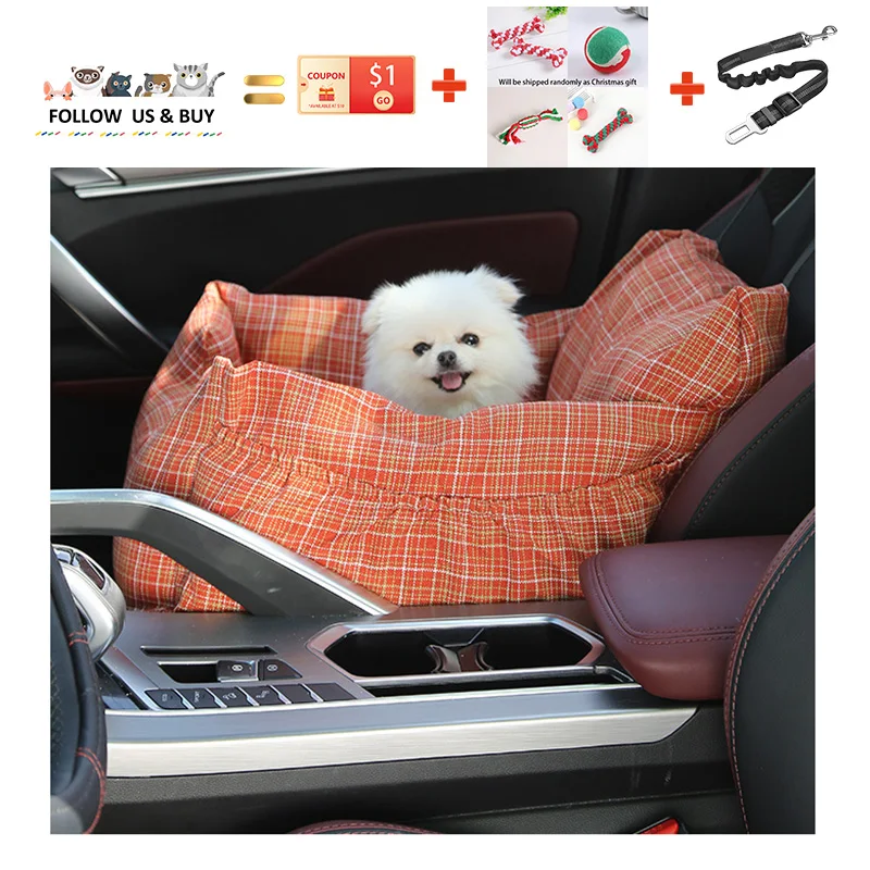 Dog Car Seat Bed Travel Dog Car Seats for Small Medium Dogs Front/Back Seat Indoor/Car Use Pet Car Carrier Bed Cover Removable