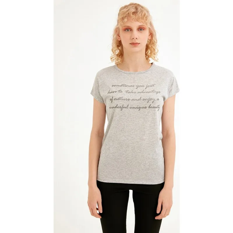 

Silvery Lettering Printed Tshirt T Shirt Y2K Top Nostalgic Summer Women T-Shirt Anime Bluz