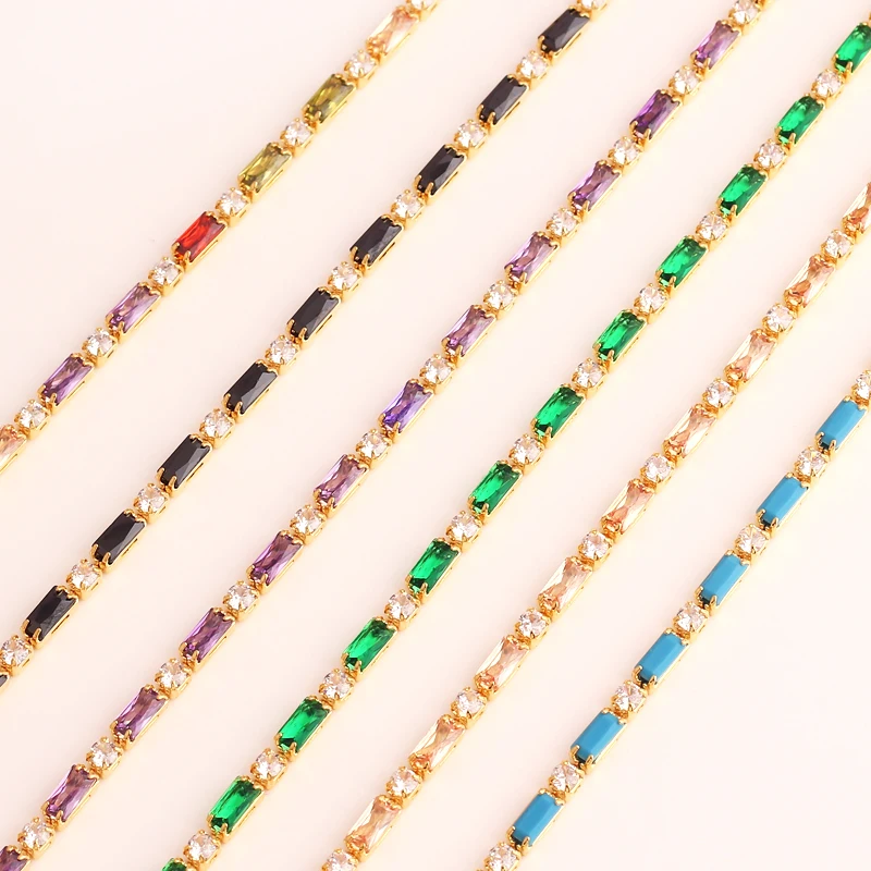 

Luxury Tennis Raibow CZ Chain Necklace For Women Girls Wedding Zircon Iced Out Charm Necklace Ladies Party Fashion Jewelry