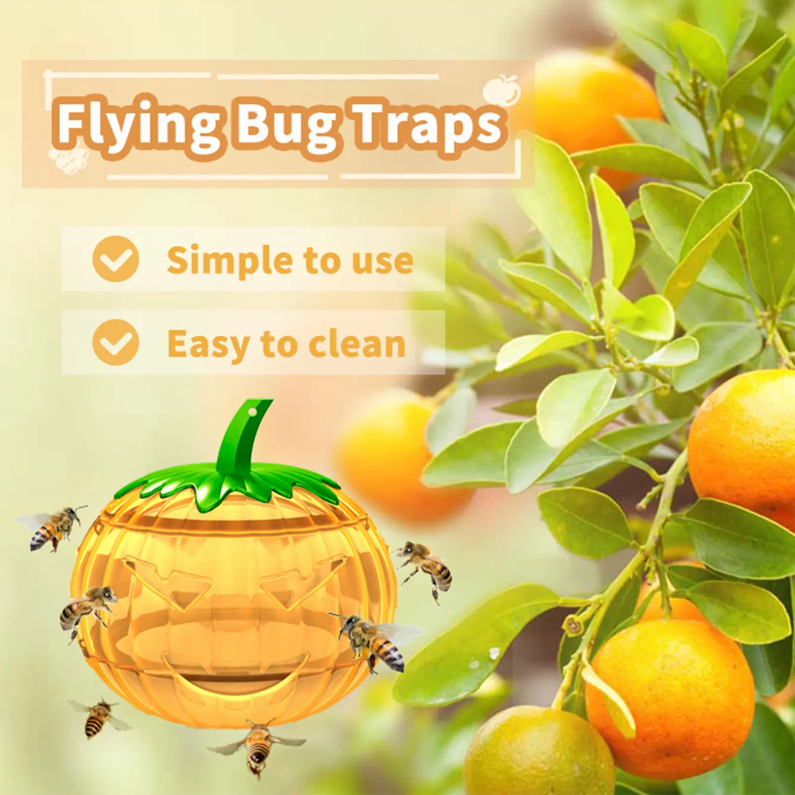 

2Pcs Fruit Fly Trap Red Pumpkin Shape Fruit Fly Killer Home Kitchen Non-Toxic Gnat Killer Fly Catcher Pest Insect Control