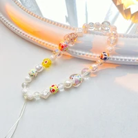 acrylic crystal glass irregular geometric beaded heart mobile phone chain decoration original fashion bracelet jewelry of female