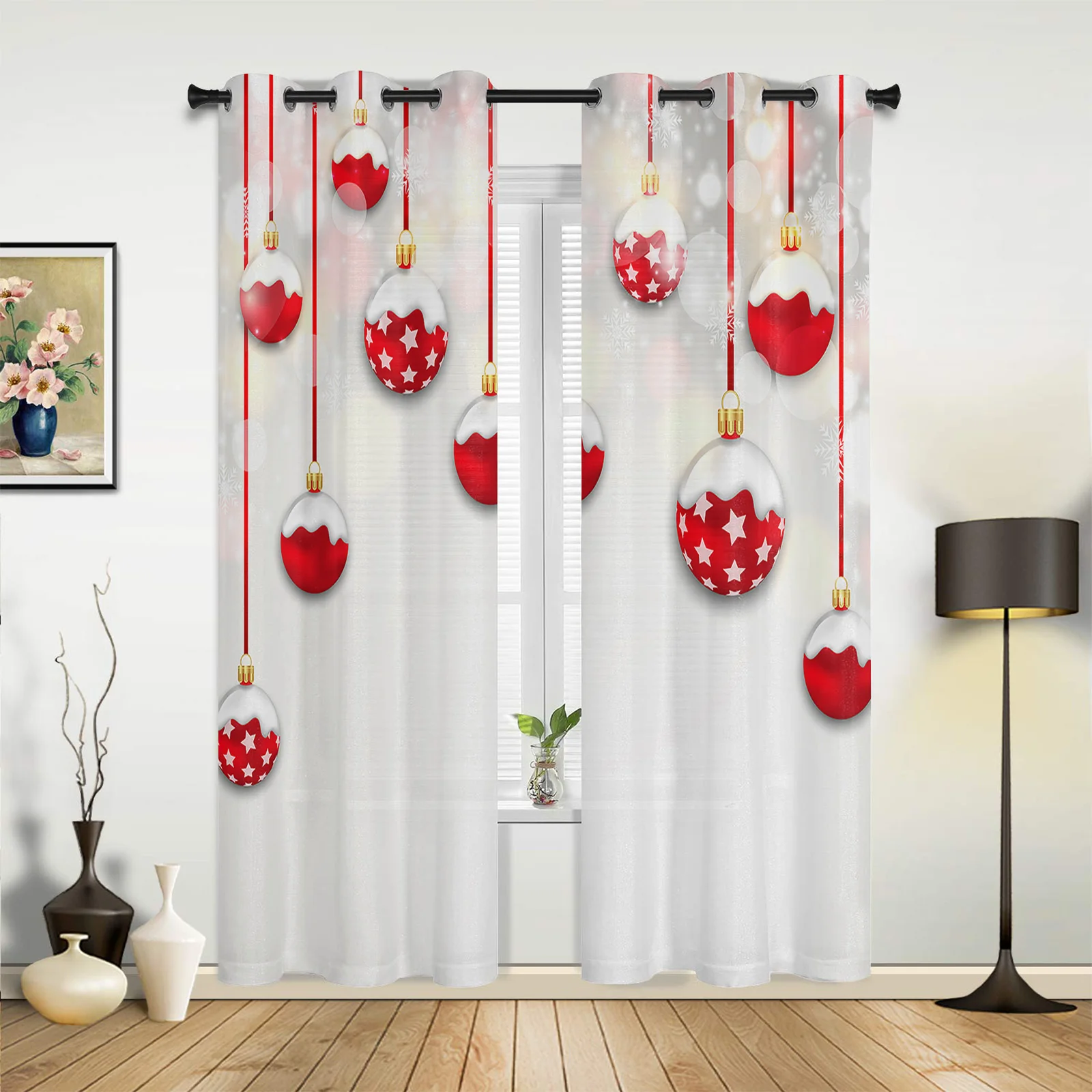 

Christmas Decoration Ball Curtains for Bedroom Living Room Drapes Kitchen Children's Room Window Curtain Modern Home Decor