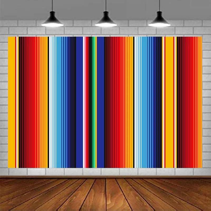 

Photography Backdrop Colorful Fiesta Theme Party Stripes Cinco De Mayo Mexican Festival Background Cactus Banner Decoration