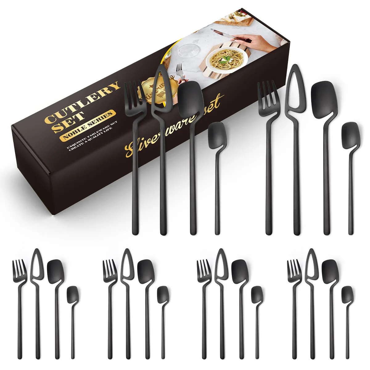 

Creative Matte 304 Dinnerware Kit 24PCS Meal Spoons and Forks Cutlery Set
