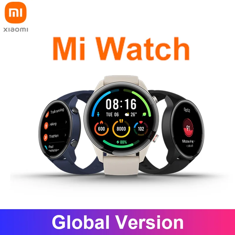 

Global Version Xiaomi Mi Watch GPS Blood Oxygen Bluetooth 5.0 Heart Rate Monitor 5ATM Waterproof Mi Sport Smartwatch Genuine