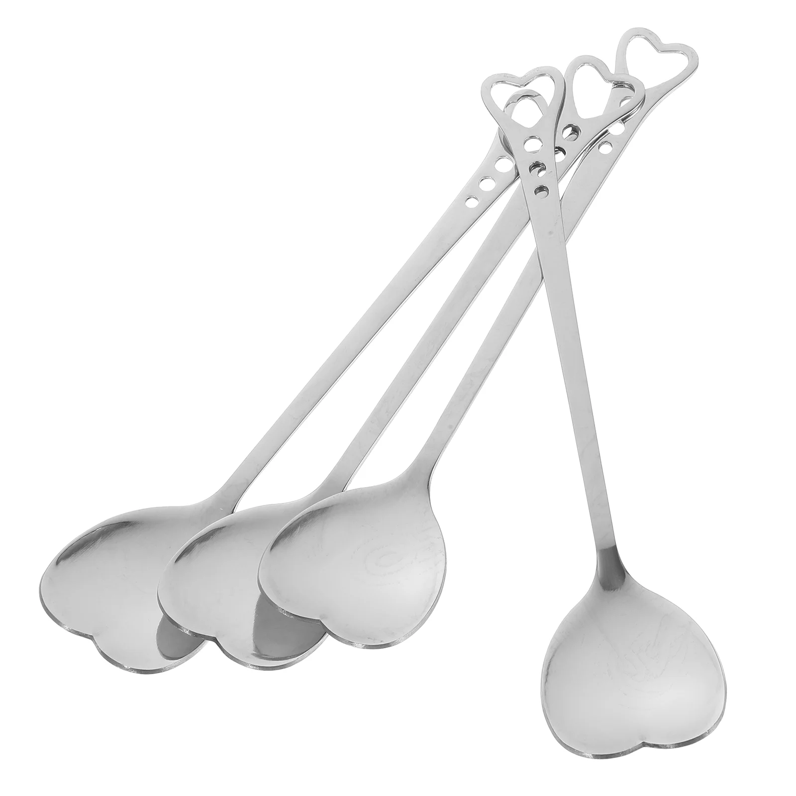 

4Pcs Stainless Steel Spoon Heart Shape Spoons Stirring Spoon Dessert Spoon Spoons Kitchen Tableware