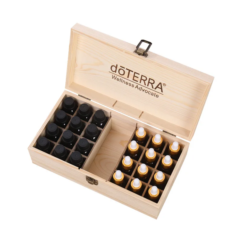 Деревянная коробка для хранения эфирных масел на 25/21 ячеек DoTERRA 15 мл 24/20 + 1 отсек