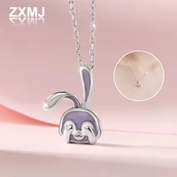 zxmj anime cartoon necklace rabbit pendant necklaces fashion collarbone chain simple necklace for women popular jewelry