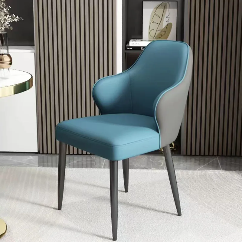 S Blue Leather Outdoor Camping Dining Chairs Luxury Floor Sillon Individual Kitchen Furniture