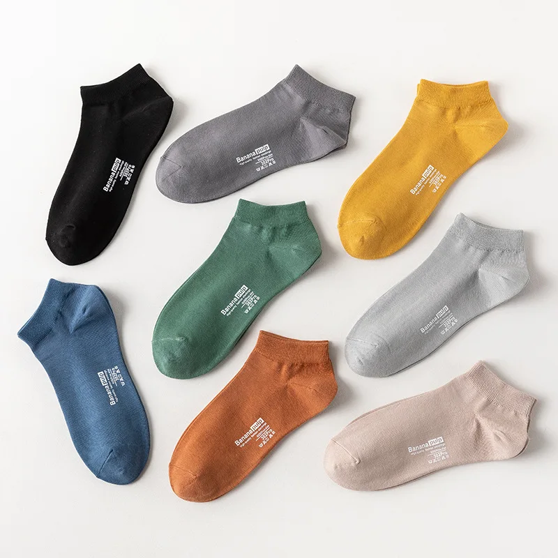 Summer thin cotton Japanese solid color simple casual short tube socks sweat-absorbing and breathable