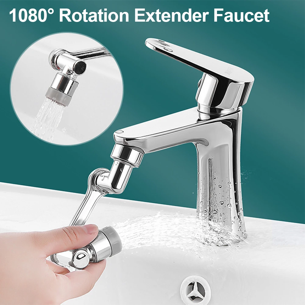 

New Universal 1080° Rotation Extender Faucet Aerator Plastic Splash Filter Kitchen Washbasin Faucets Bubbler Nozzle Robotic Arm