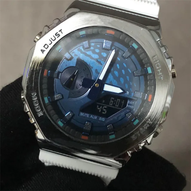 

Top factories Luxury Men LED Digital Quartz Wristwatch Stainless Steel Dual Display Multifunction Sports Watch High Quality