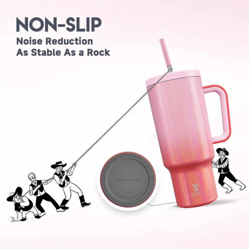Стакан Meoky из нержавеющей стали с градиентом 40 унций 1182 мл ручкой соломенная