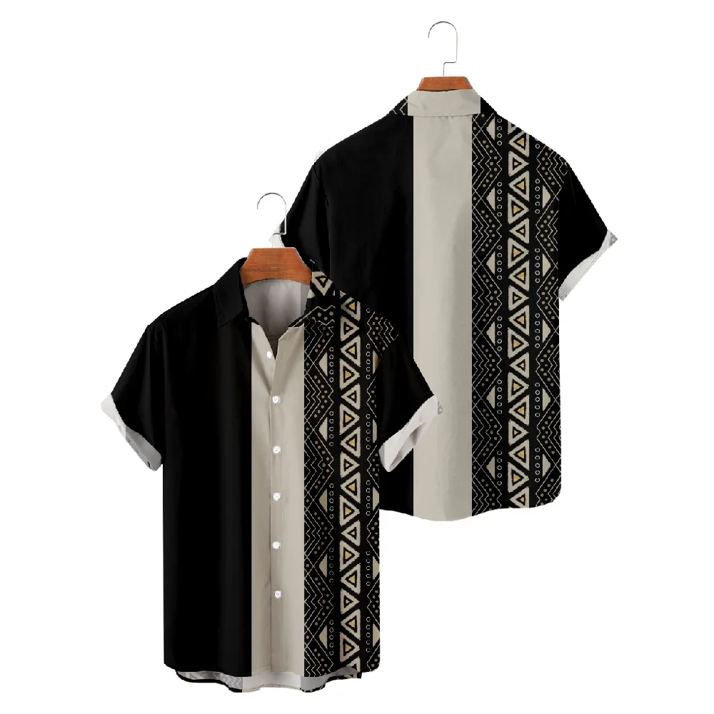 Мужская Летняя гавайская рубашка с коротким рукавом и принтом креветок