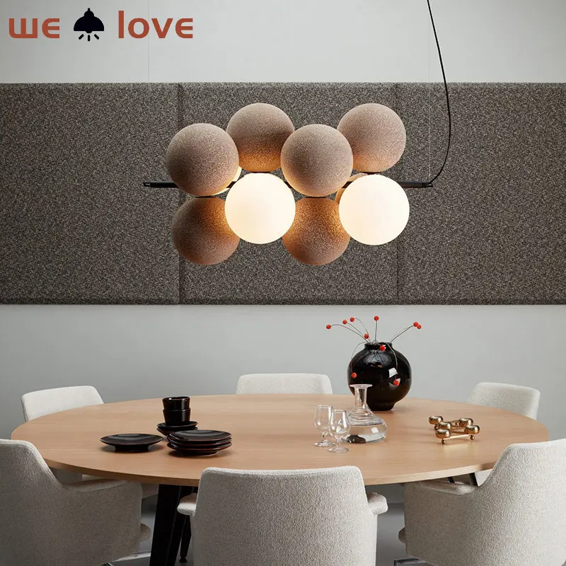 

2023 Wabi Sabi Pendant Light Velvet Ball Lampshade Nordic Creative Designer Loft Bar Lantern Villa Restaurant Chandeliers