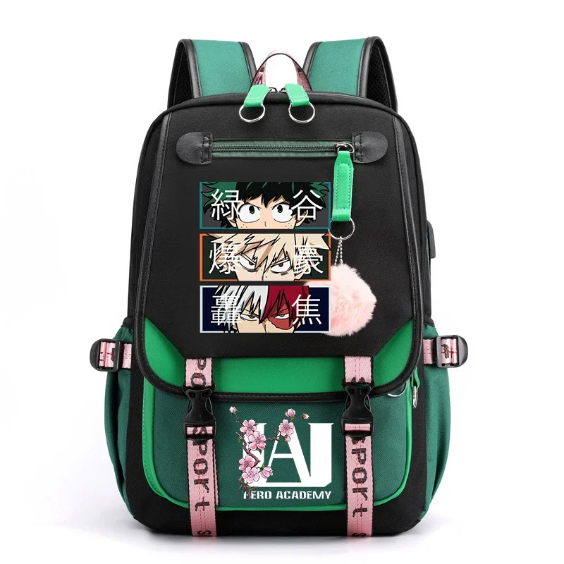 Рюкзак с зарядкой через USB My Hero Academia Shoto Todoroki Bakugou Deku аниме-рюкзаки для школы сумка
