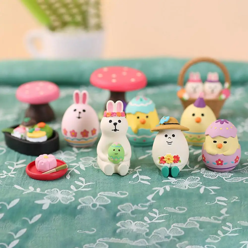 

Dollhouse Figurine Eco-friendly Realistic Lovely Easter Gift Easter Eggs Ornament Easter Bunny Figurine