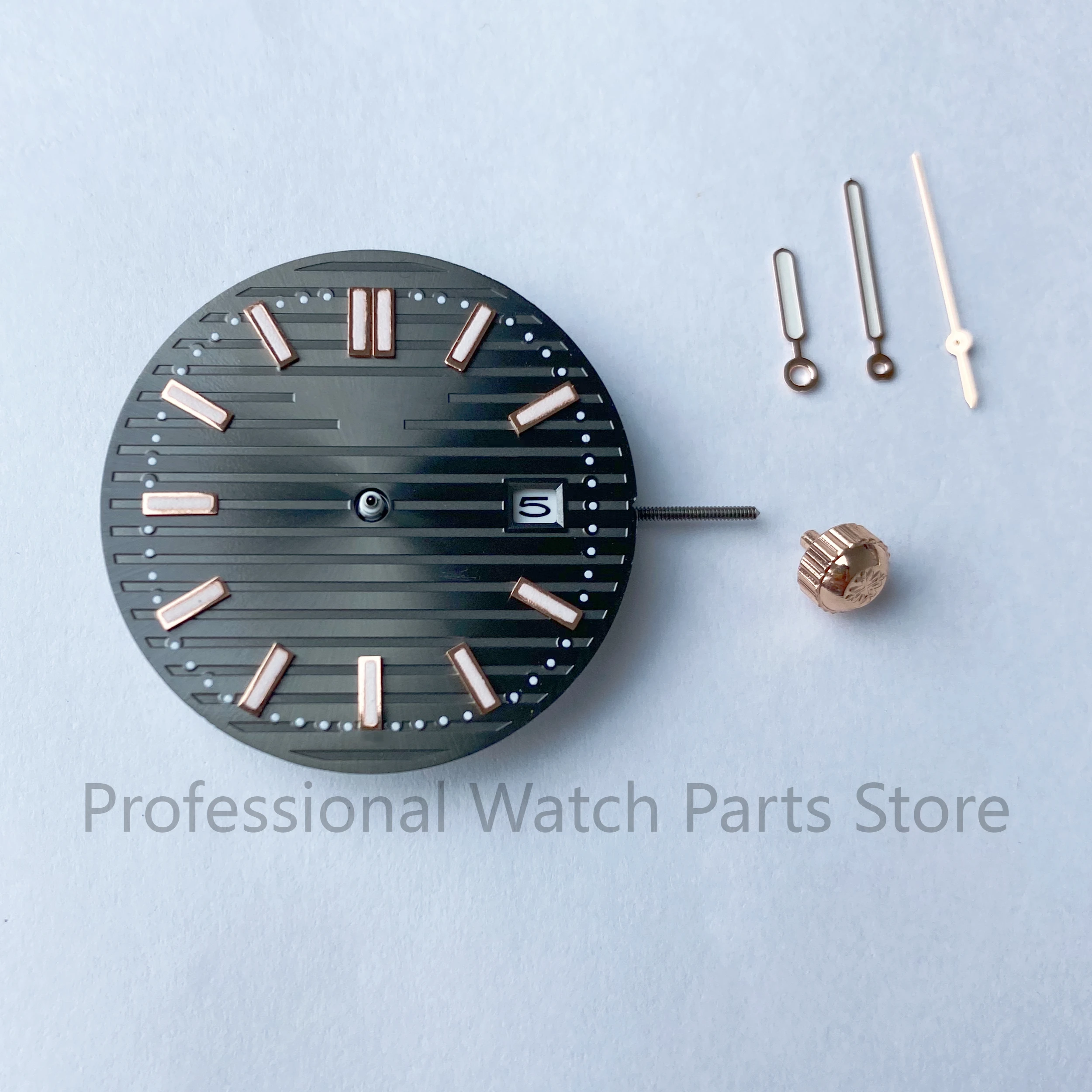 40mm Watch Accessories Set Case+Dial+Hands+Crown+Stainless Steel Strap with Complimentary Quartz Movement Set Calendar Window