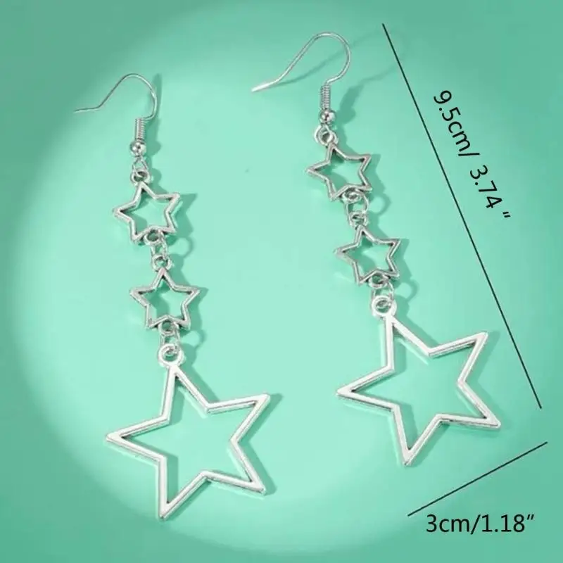193E Star Dangle Серьги для женской девочки Long Hollow Fringe Sergring Jewelry Pentagrams Gist Gired