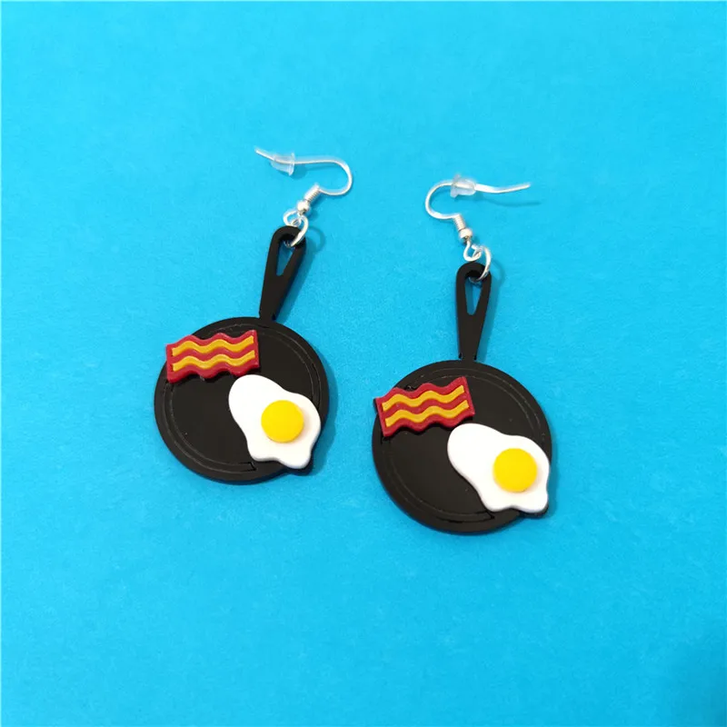 KUGUYS акриловые трендовые ювелирные изделия Пан стейк жареное яйцо Висячие серьги