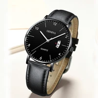 minimalist leather mens watches fashion men calendar date clock brand business ultra thin mesh belt quartz watch reloj hombre