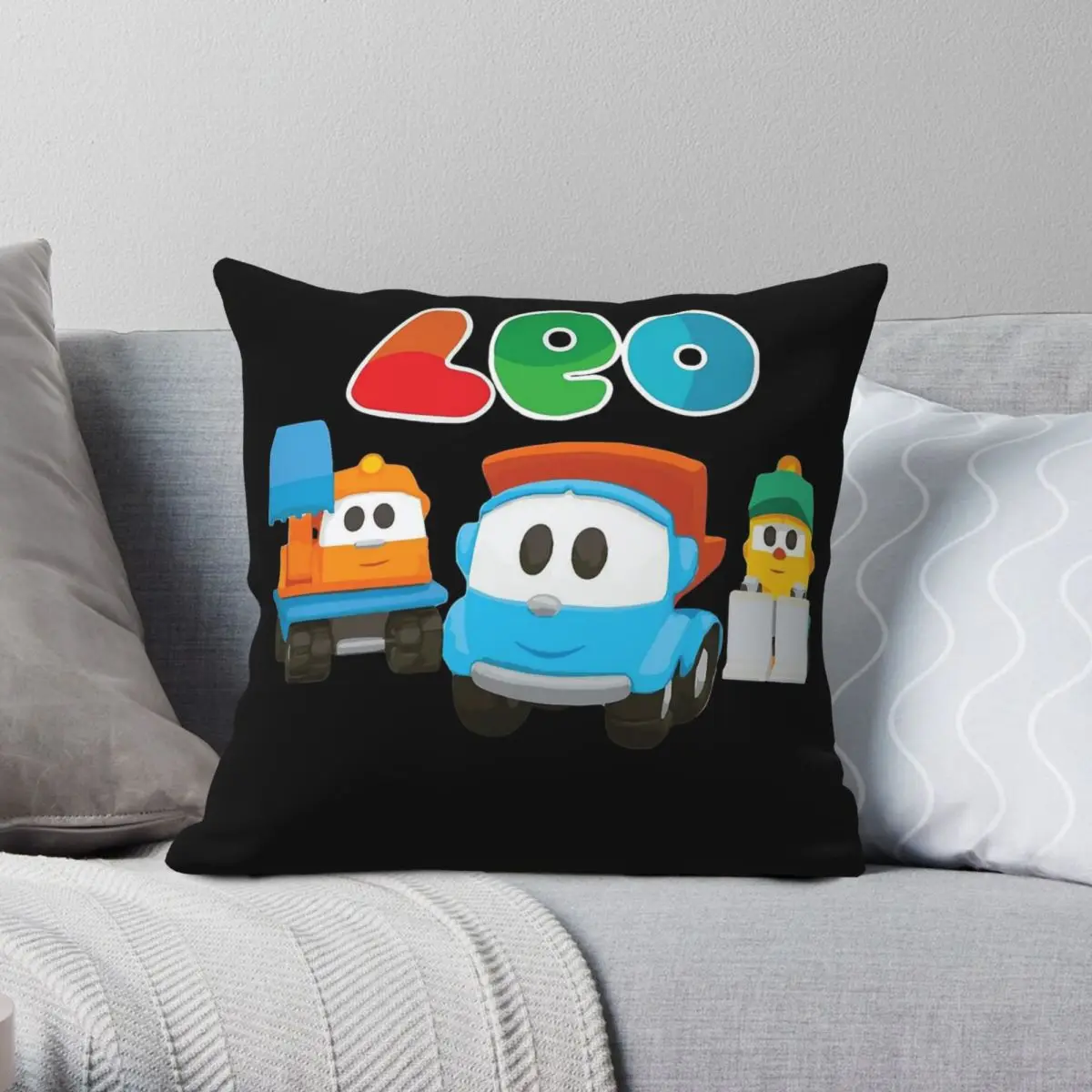 Декоративная подушка Leo The Truck Lifty квадратная из полиэстера и льна