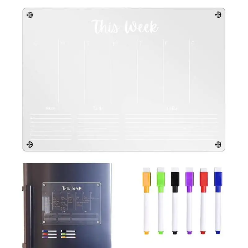 Clear Dry Erase Board For Fridge Magnetic Acrylic Calendar For Refrigerator Magnetic Fridge Magnet Can Be Used Repeatedly