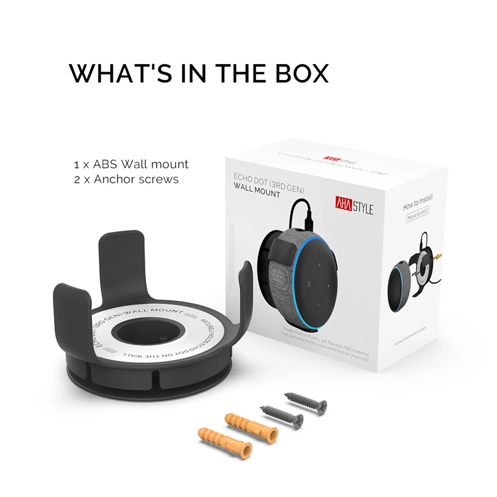 

Настенный держатель для динамиков Amazon Echo Dot 3-го поколения для умного дома, Встроенный кабель управления, быстрая установка