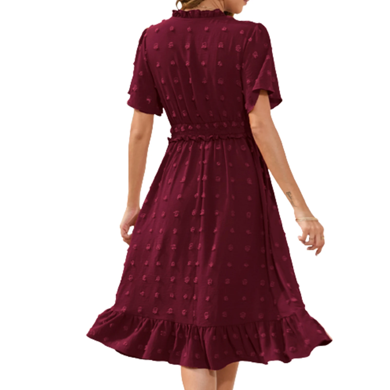 

Женское пляжное платье в стиле бохо, элегантное платье в горошек с коротким рукавом, изысканный подарок для дам на день рождения