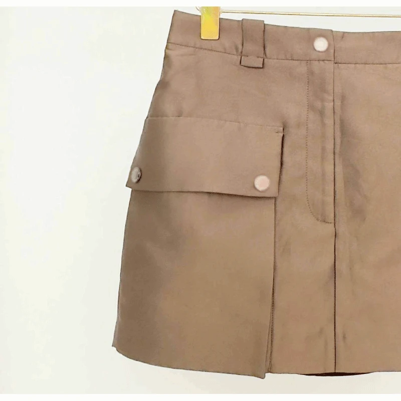 

Pocket Decoration Safari Style Skirt Women 2023 Summer