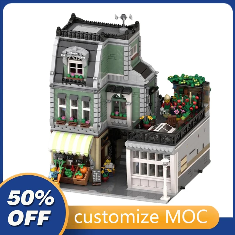 

3627 шт. Индивидуальные Модульные строительные блоки MOC для столярных магазинов, модели street view, Детские кубики, игрушки на день рождения, рожде...