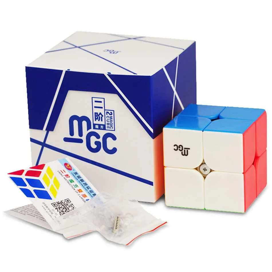 

YJ MGC 2x2 Magnetic Magic Cube Black or Stickerless YongJun MGC 2x2x2 Speed Cube for Brain Training Toys For Children Kids