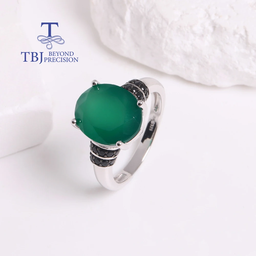 Роскошный дизайн кольцо с натуральным зеленым агатом серьги ожерелье комплект